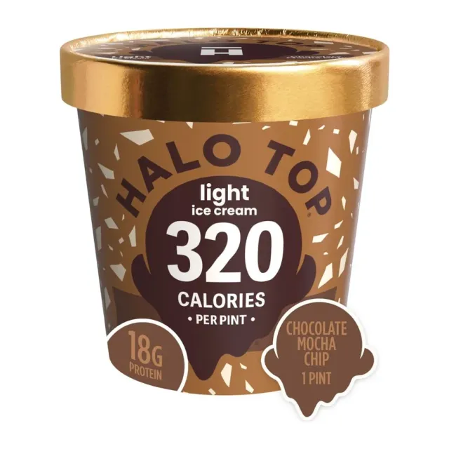 Halo Top Chocolate Mocha Chip Light Ice Cream, front of pack