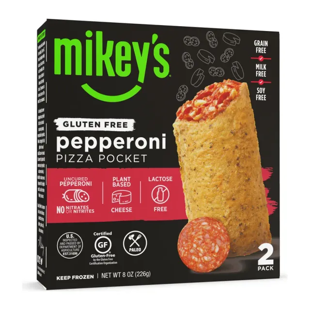 Mikey's Pepperoni Pizza Pockets, front of pack