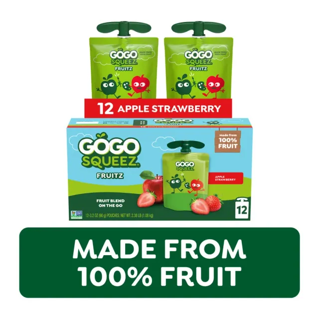 Gogo Squeez Apple Strawberry Fruit On The Go, front of pack