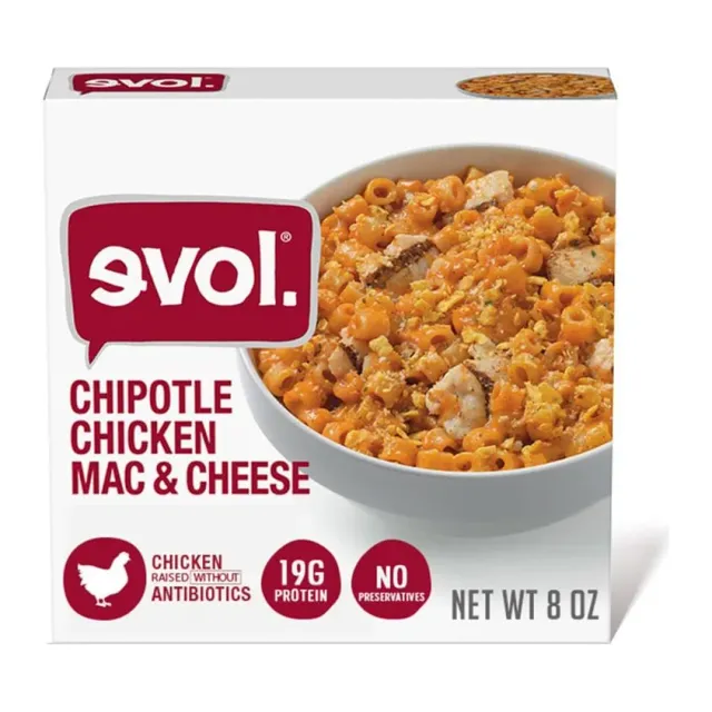 Evol Chipotle Chicken Mac & Cheese, front of pack