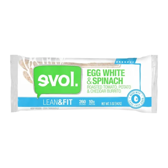 Evol Egg White & Spinach Burrito, front of pack