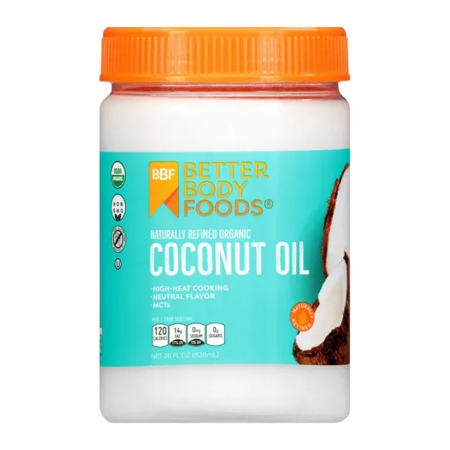 Better Body Foods Naturally Refined Organic Coconut Oil, front of pack